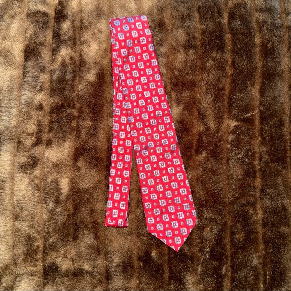 Brooks Brothers 346 Red & Blue Geometric‎ Print Silk Tie USA  IMMACULATE